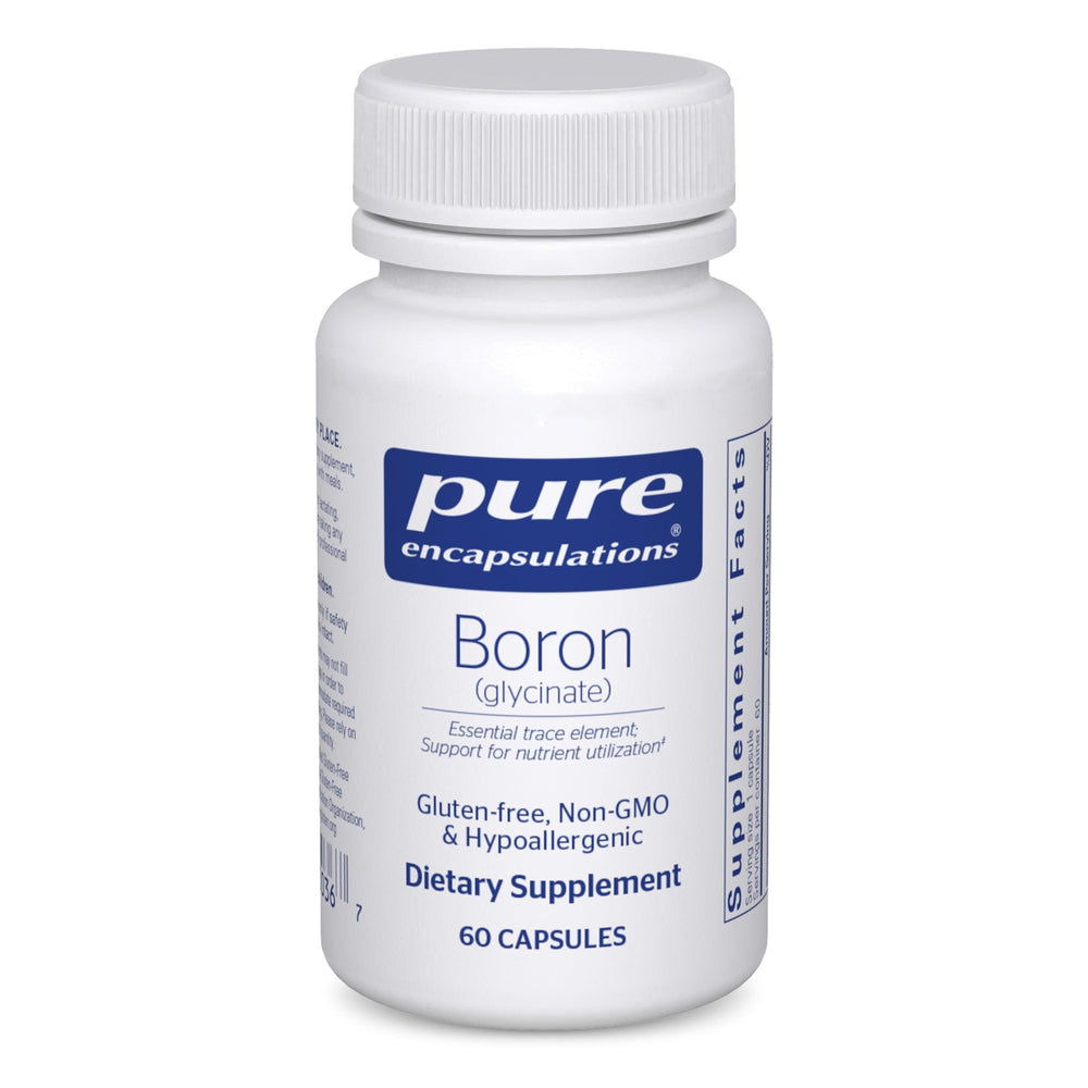 Pure Encapsulations frente del envase mostrando etiqueta y beneficio de pureza