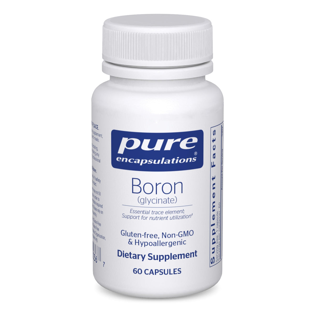 Pure Encapsulations frente del envase mostrando etiqueta y beneficio de pureza