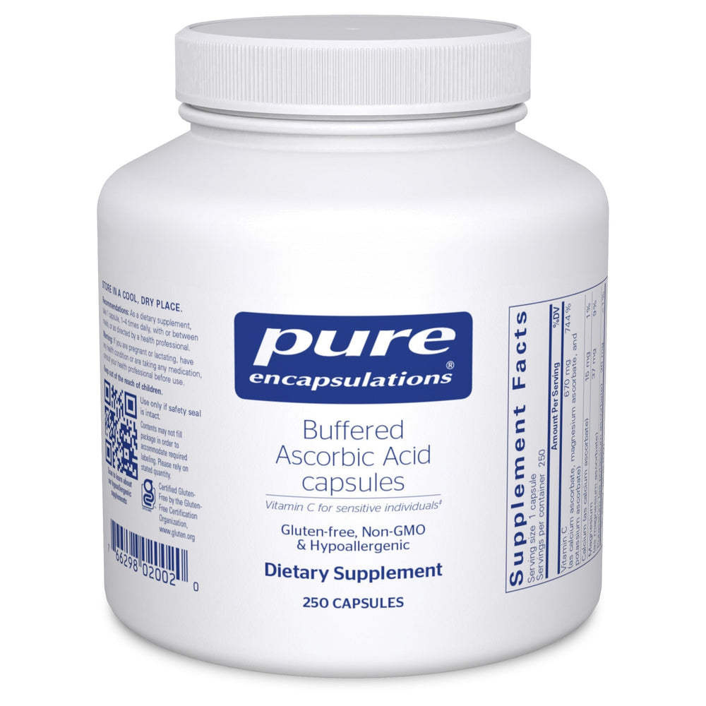 Pure Encapsulations envase frontal mostrando 250 cápsulas y beneficios