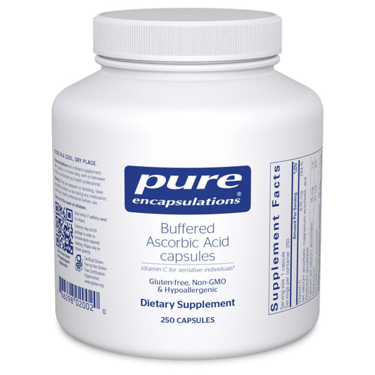 Pure Encapsulations envase frontal mostrando 250 cápsulas y beneficios