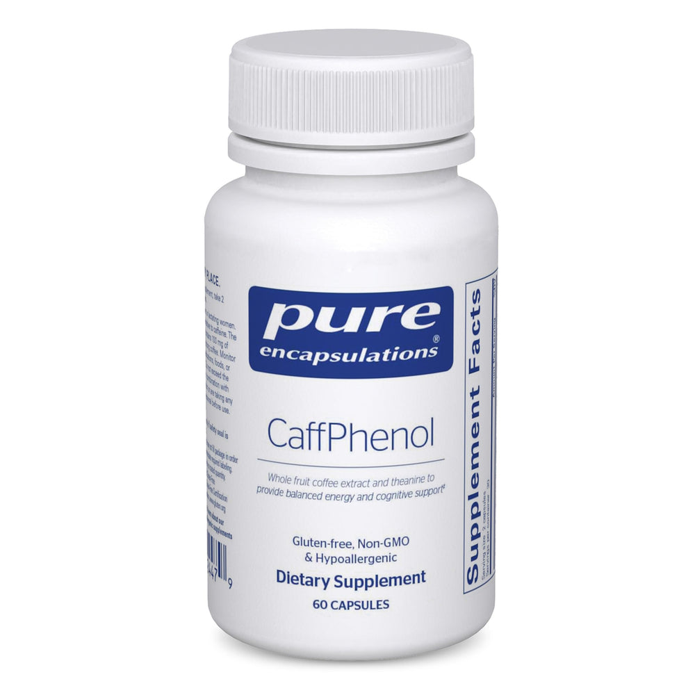 Pure Encapsulations frasco frontal mostrando 60 cápsulas y marca, confianza y pureza