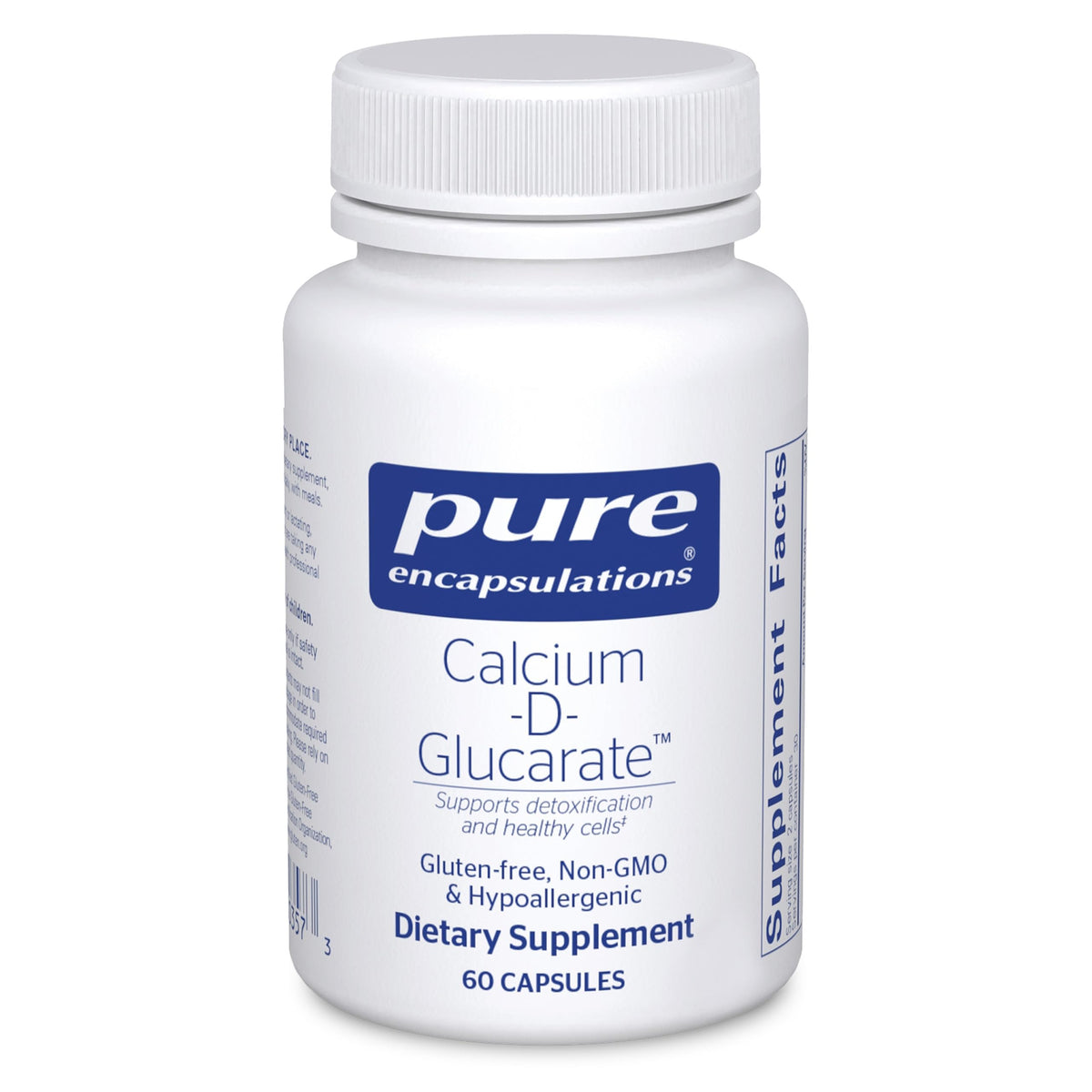 Pure Encapsulations frasco frontal mostrando nombre y cantidad, garantía de pureza