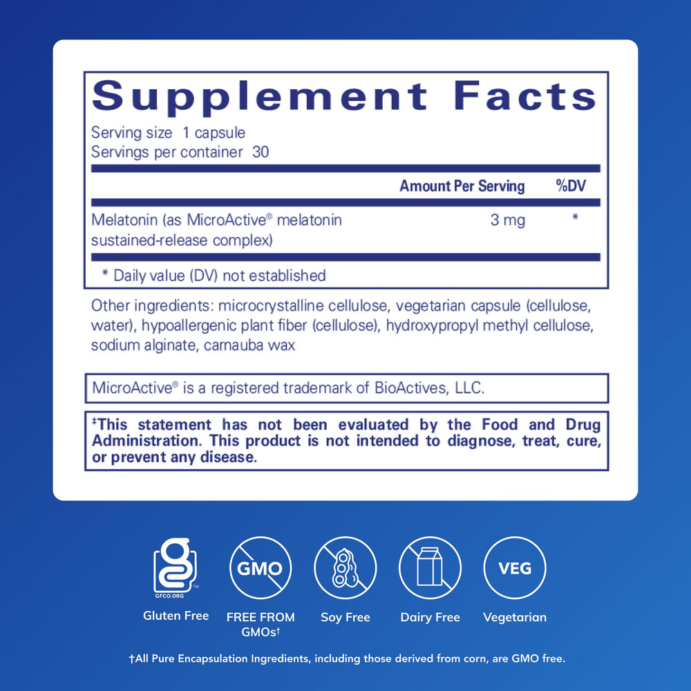 Pure Encapsulations detalle de cápsula enfatiza liberación prolongada