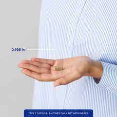 Pure Encapsulations cápsulas en mano para comparar tamaño y comodidad de uso