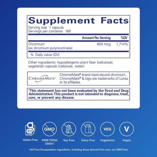 Pure Encapsulations ChromeMate GTF 600 bottle shown for easy daily use.