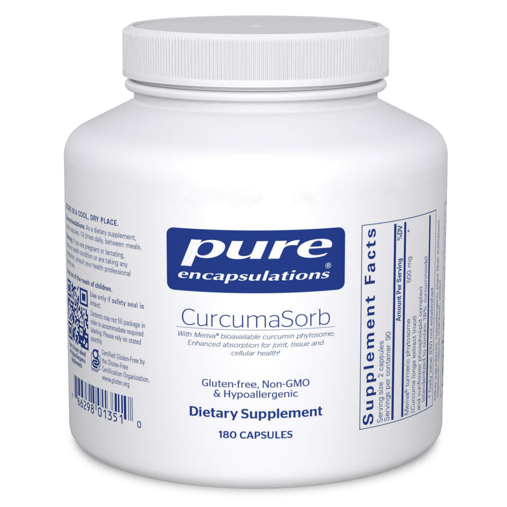 Pure Encapsulations CurcumaSorb vista frontal con beneficio de absorción mejorada