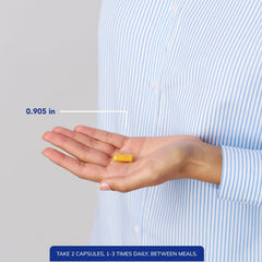 Mano sosteniendo una cápsula Pure Encapsulations para visualización de uso práctico