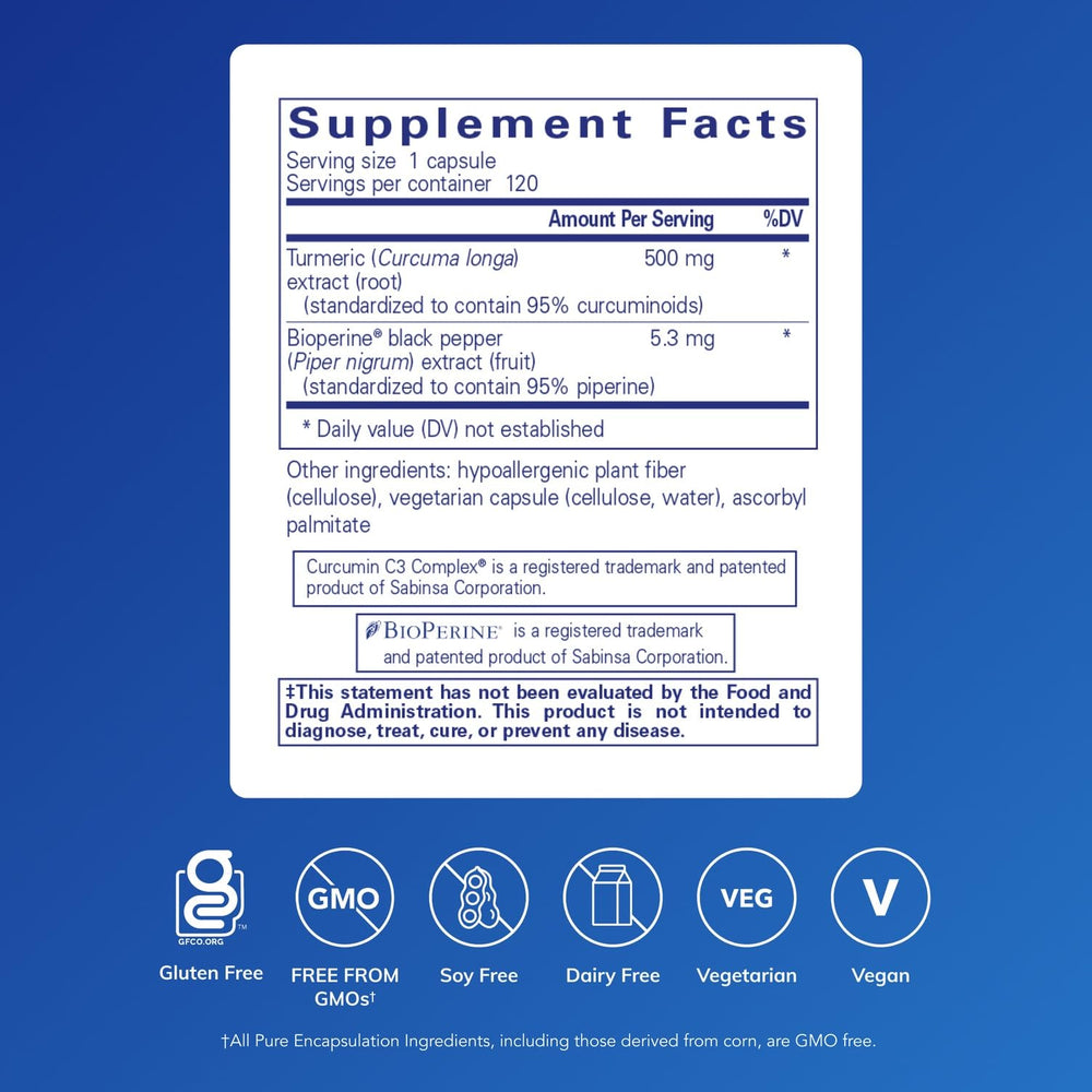 Pure Encapsulations etiqueta en detalle destacando ingredientes y pureza