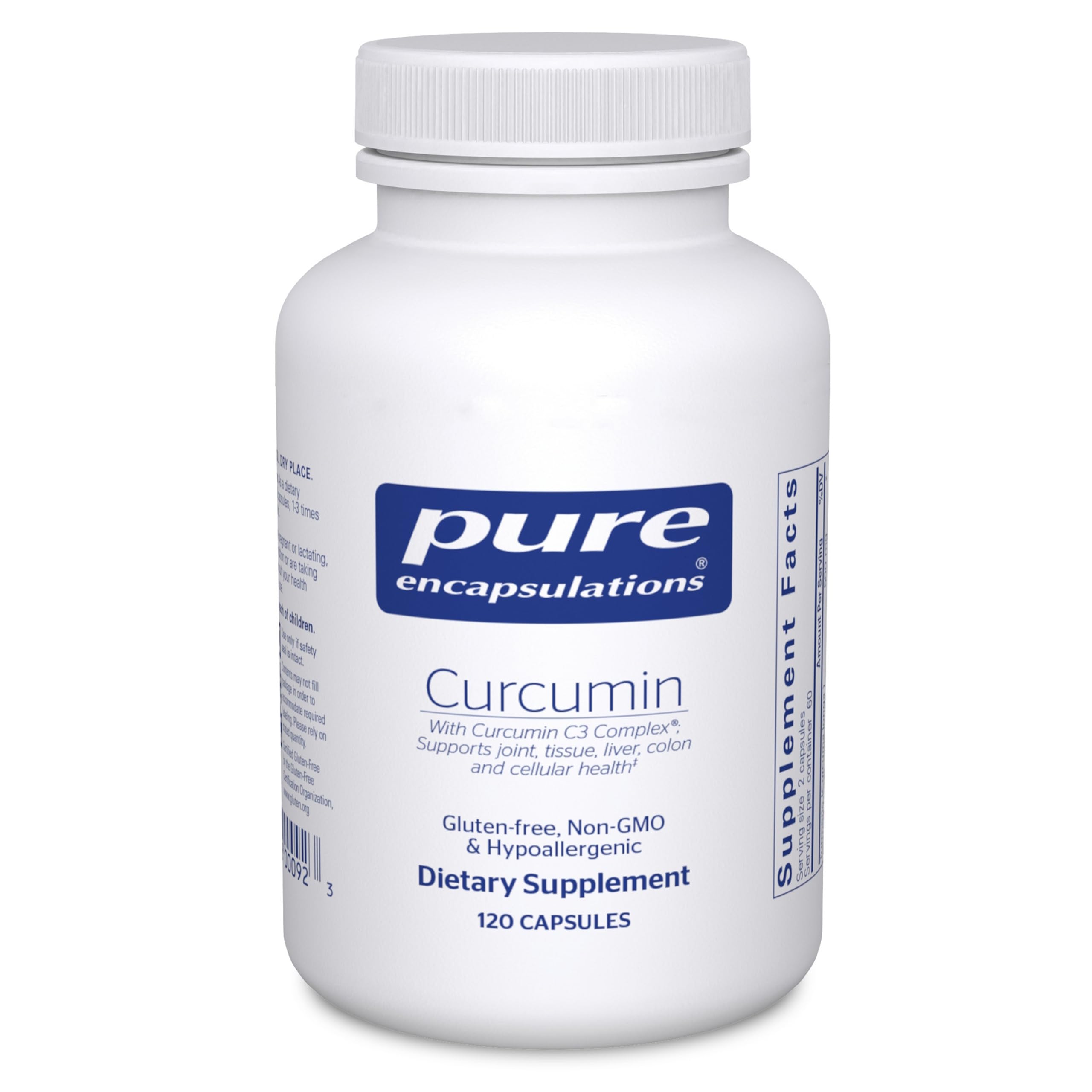 Pure Encapsulations envase frontal mostrando 120 cápsulas y pureza