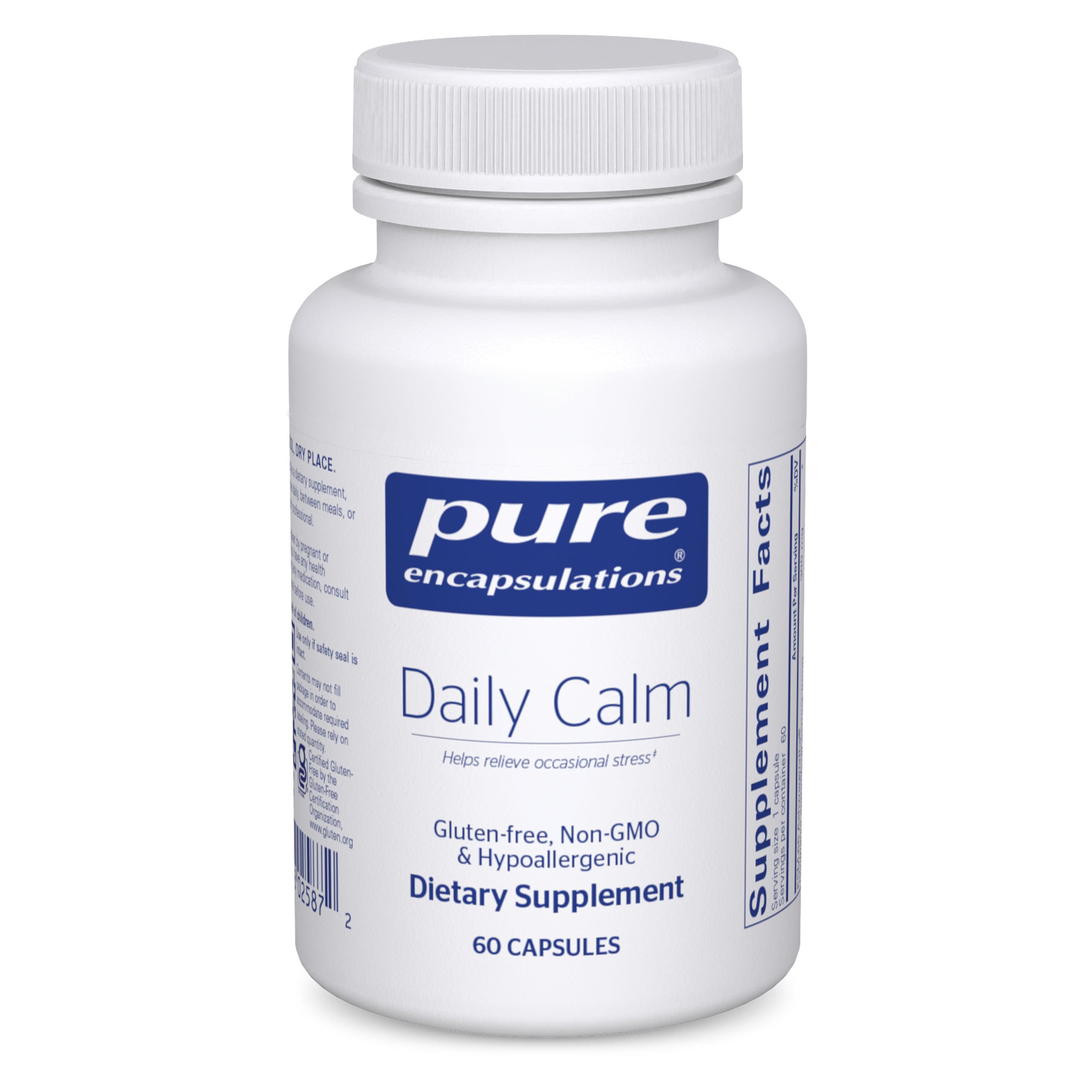 Pure Encapsulations envase Daily Calm frente, presentación clara y beneficios