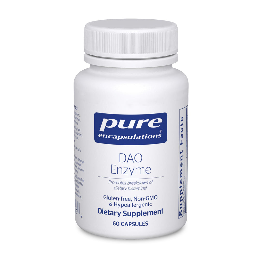 Pure Encapsulations envase frontal mostrando 60 cápsulas y beneficio digestivo