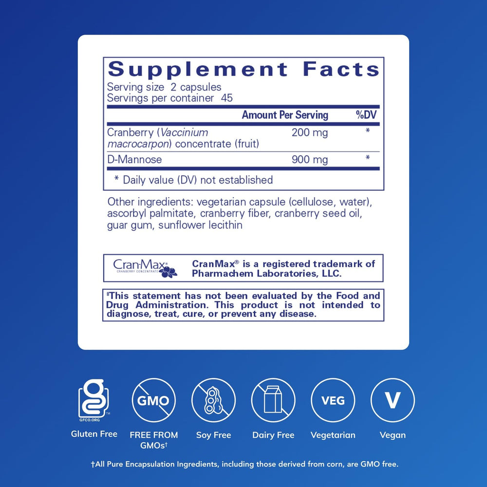 Pure Encapsulations detalle de la etiqueta con información de dosis y calidad