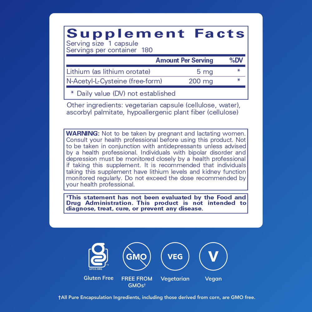 Pure Encapsulations detalle de etiqueta con información de dosificación clara