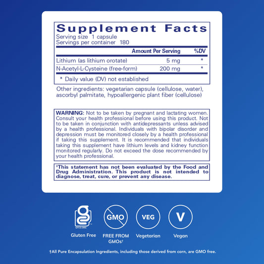 Pure Encapsulations detalle de etiqueta con información de dosificación clara
