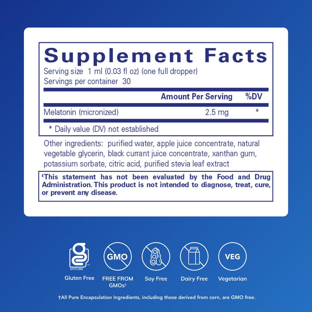 Pure Encapsulations primer plano de etiqueta con ingredientes claros