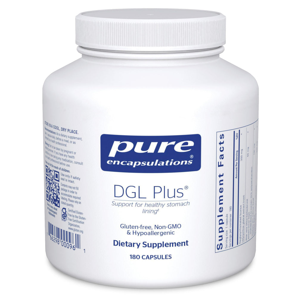 Pure Encapsulations frasco frontal mostrando 180 cápsulas y envase claro