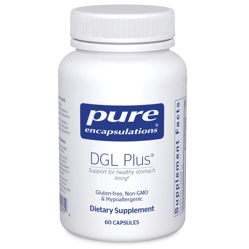 Pure Encapsulations DGL Plus frontal mostrando envase y beneficios