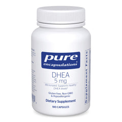 Pure Encapsulations frasco frontal mostrando 180 cápsulas y pureza del producto