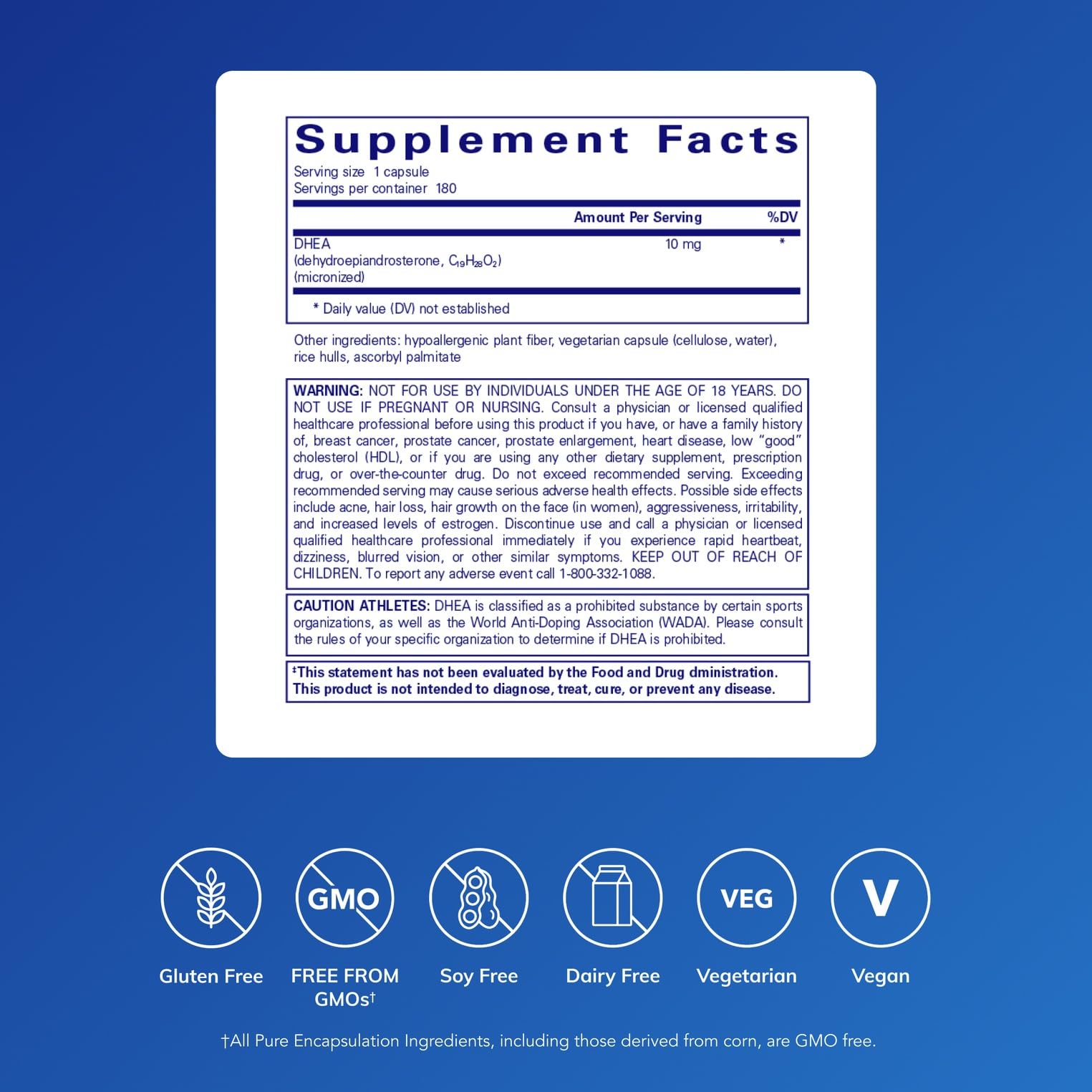 Detalle de etiqueta Pure Encapsulations destacando dosis y micronización
