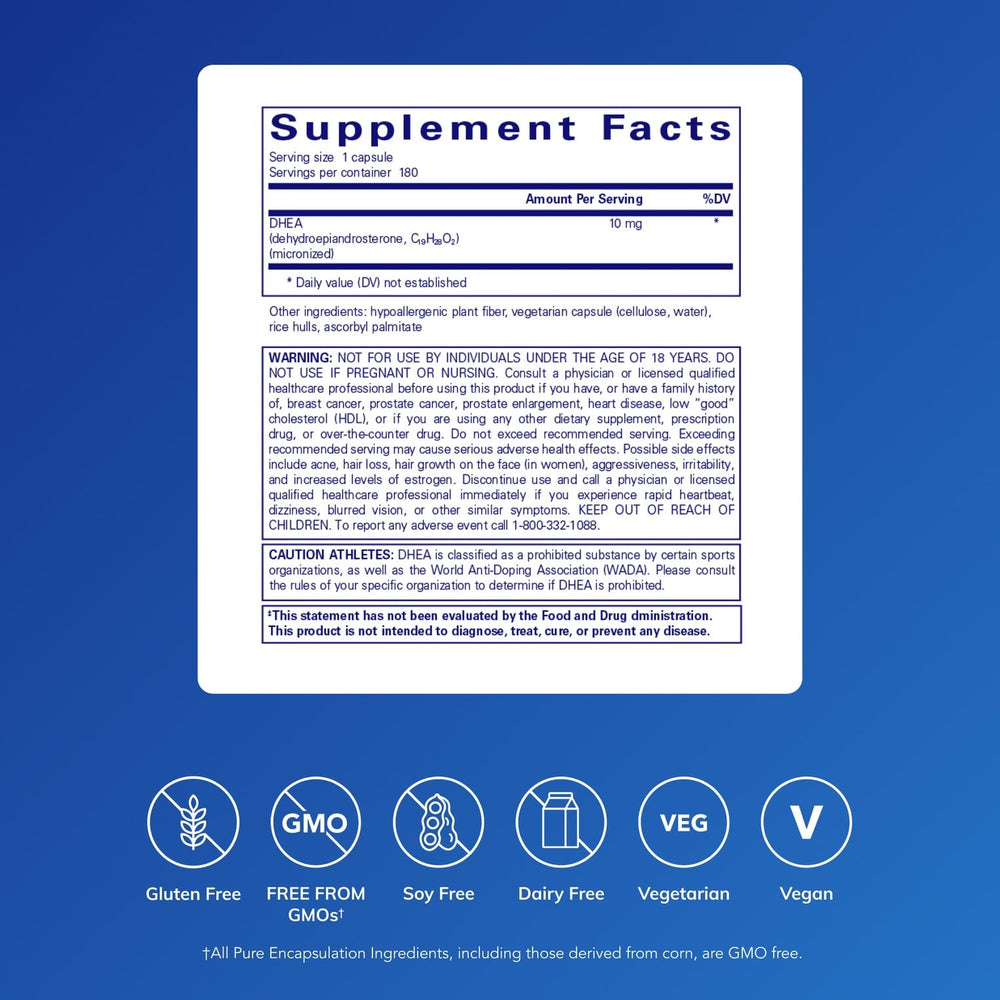 Detalle de etiqueta Pure Encapsulations destacando dosis y micronización