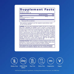 Detalle de etiqueta Pure Encapsulations destacando dosis y micronización