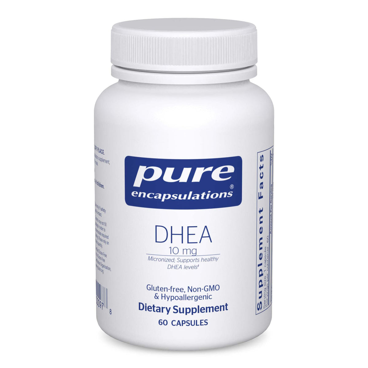 Pure Encapsulations botella frontal mostrando 60 cápsulas y etiqueta clara