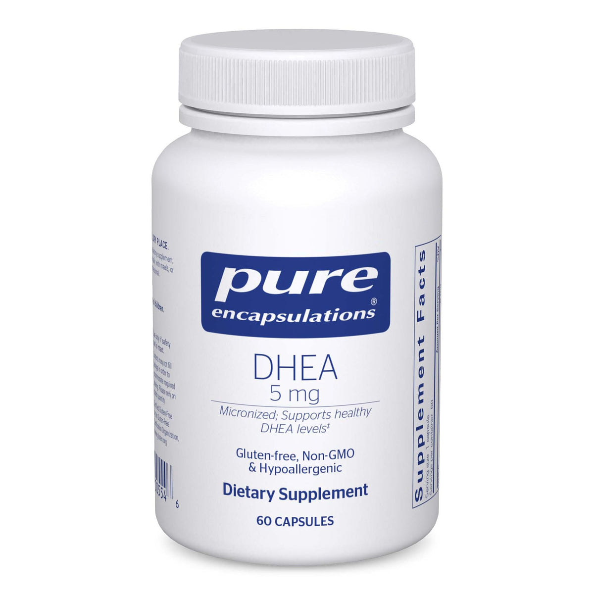 Pure Encapsulations botella frontal mostrando 60 cápsulas y ventaja de pureza