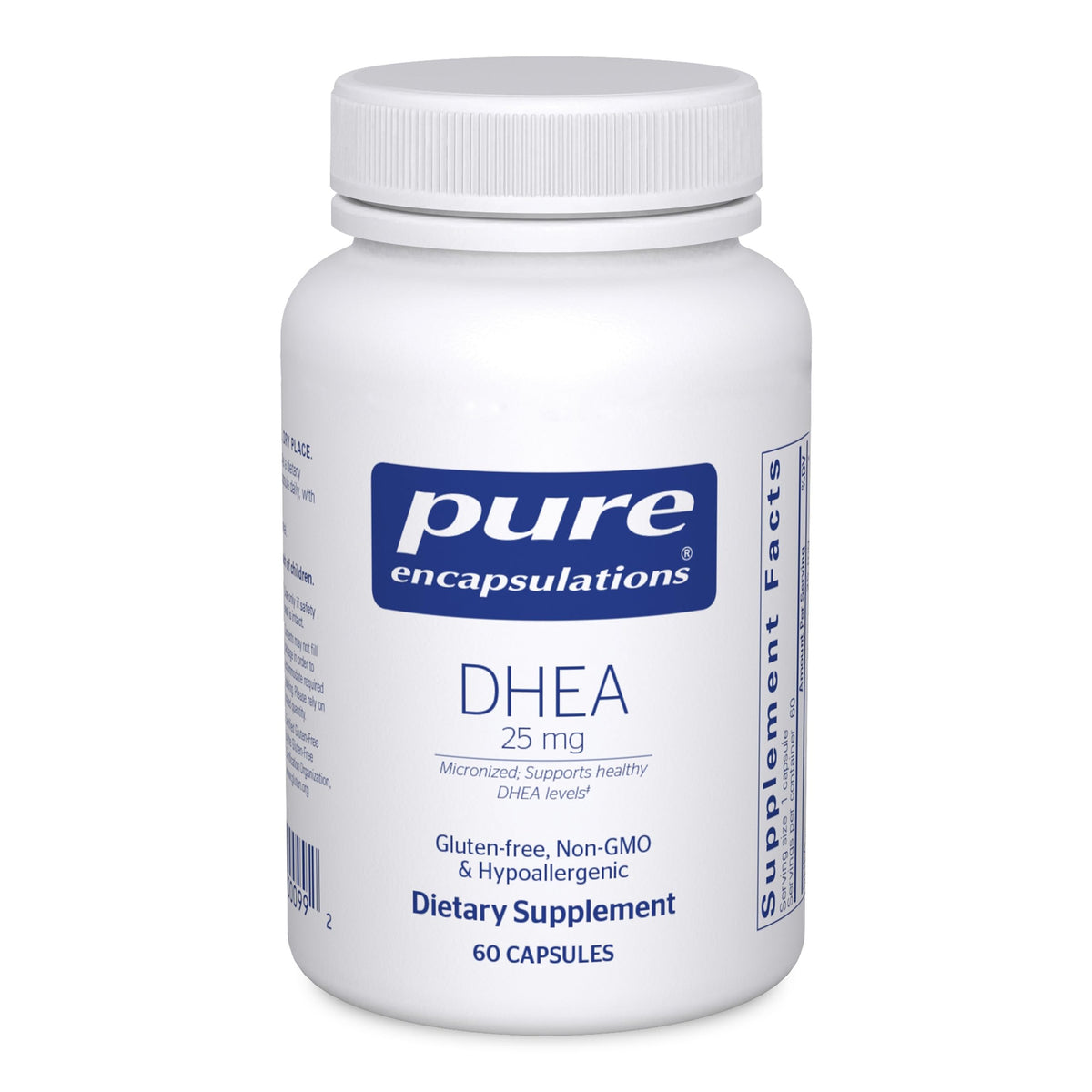 Pure Encapsulations botella frontal mostrando diseño y dosis 25 mg para confianza
