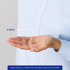 Pure Encapsulations envase junto a regla para comparar tamaño y cantidad