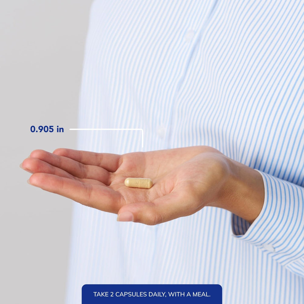 Pure Encapsulations envase de 60 cápsulas para comparar tamaño