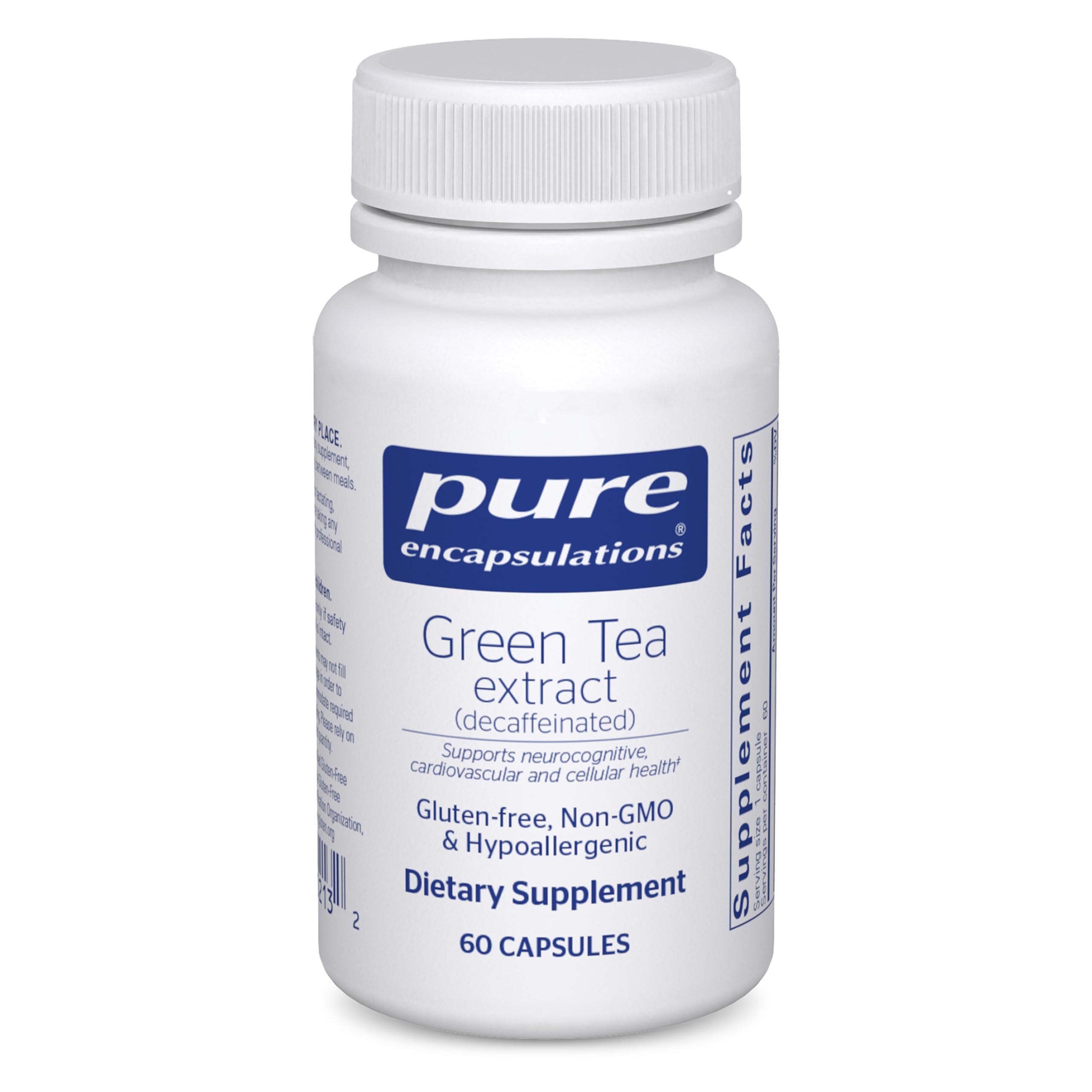 Pure Encapsulations envase frontal mostrando 60 cápsulas y etiqueta clara para confianza
