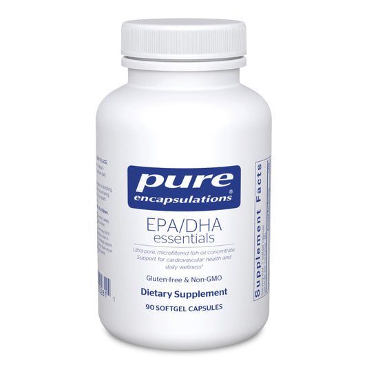 Pure Encapsulations envase frontal mostrando cápsulas y beneficios para el corazón