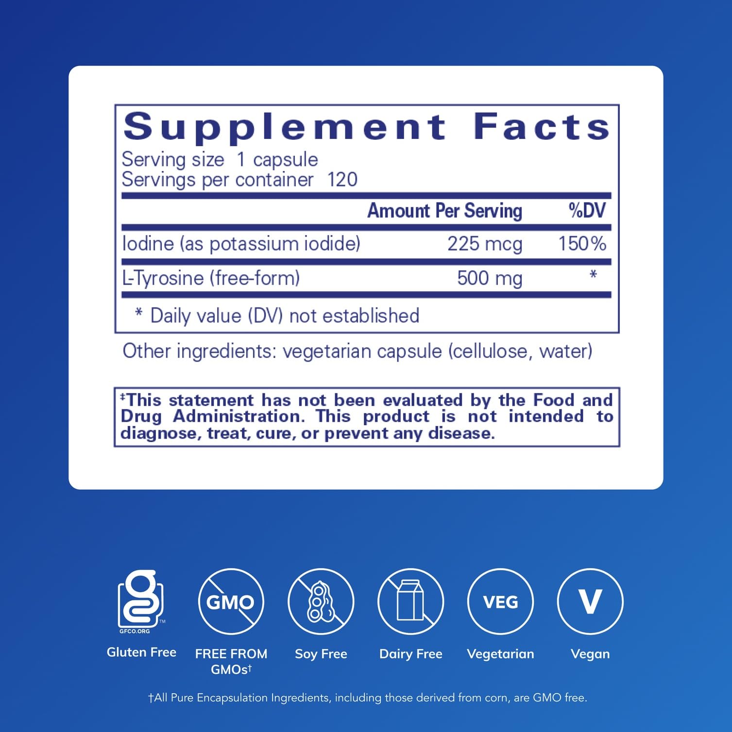 Pure Encapsulations etiqueta detalle con ingredientes y pureza clara