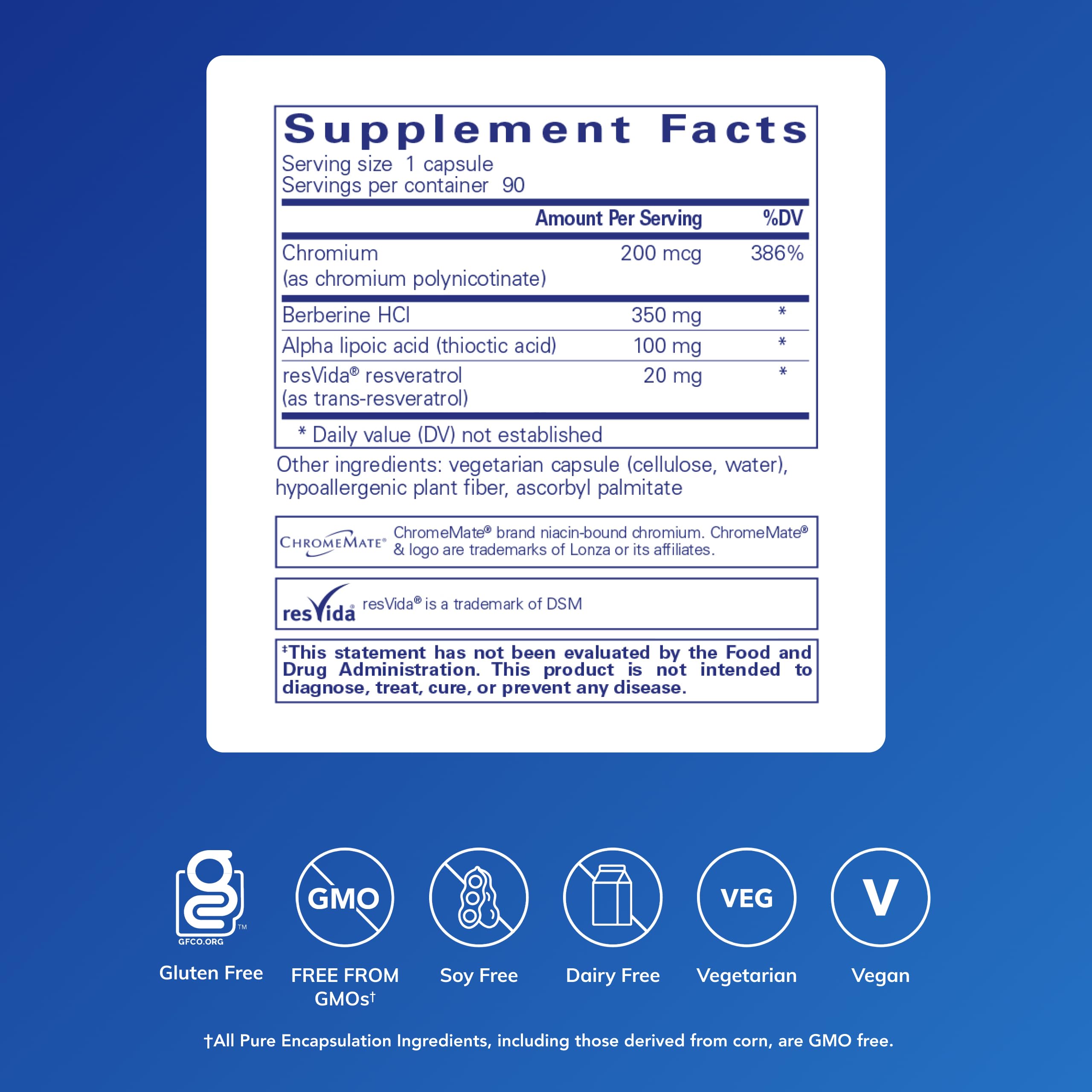 Pure Encapsulations etiqueta con ingredientes y pureza para confianza
