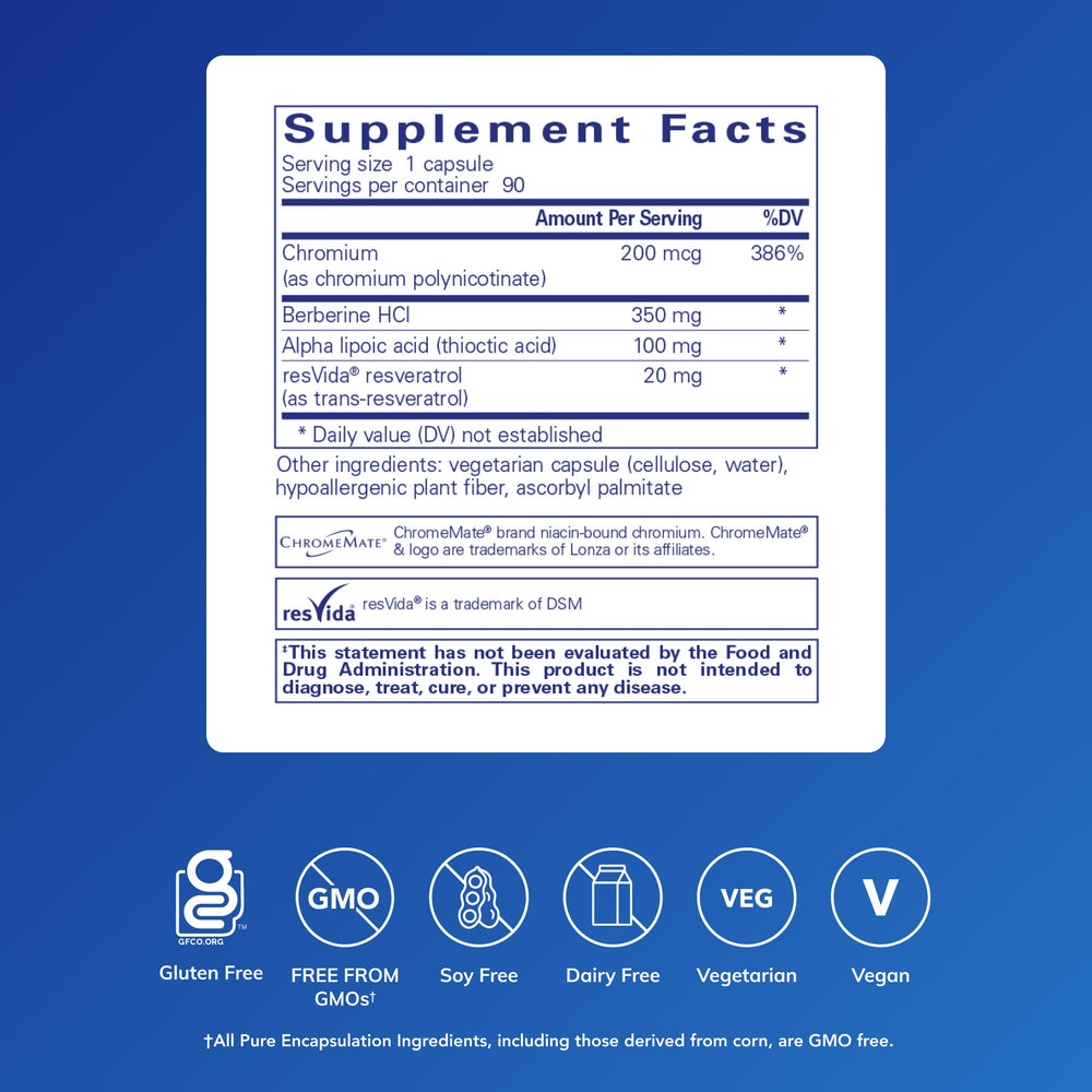 Pure Encapsulations etiqueta con ingredientes y pureza para confianza