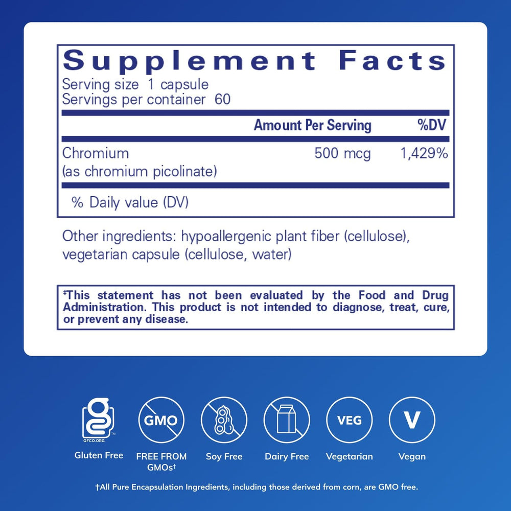 Pure Encapsulations etiqueta de producto destacando forma y pureza