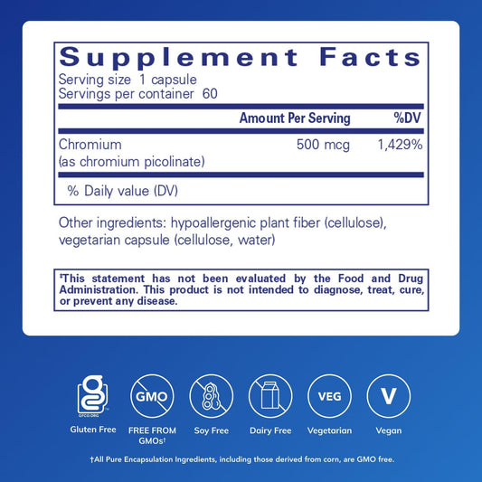 Pure Encapsulations etiqueta de producto destacando forma y pureza