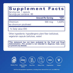 Pure Encapsulations etiqueta de producto destacando forma y pureza