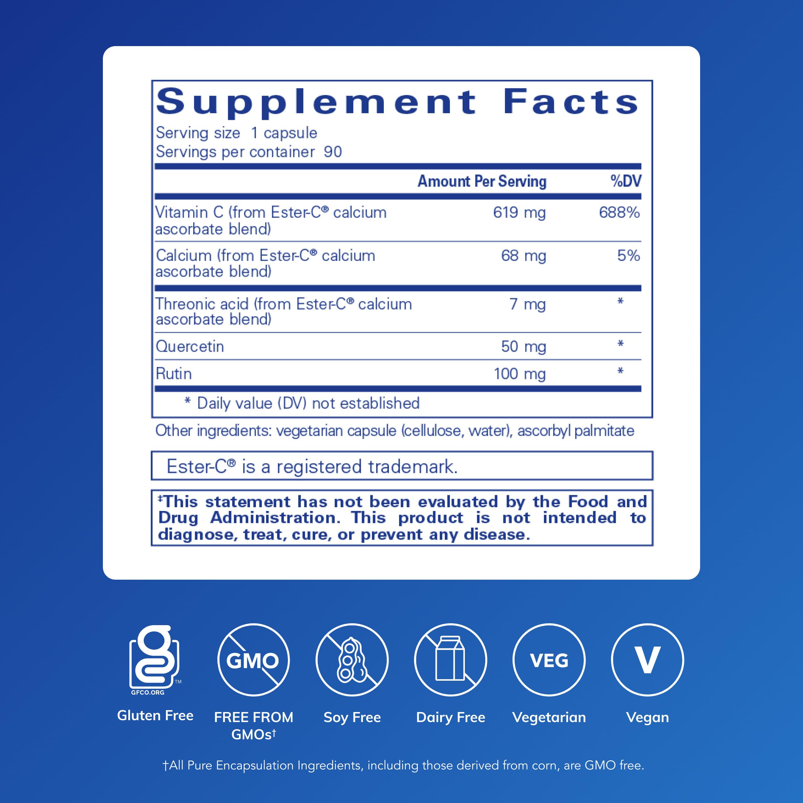 Pure Encapsulations etiqueta nutricional legible con beneficios visibles
