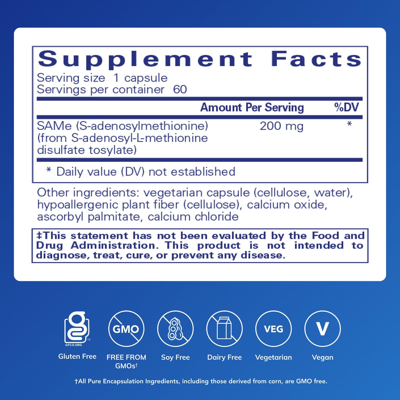 Pure Encapsulations etiqueta con información nutricional clara y beneficios