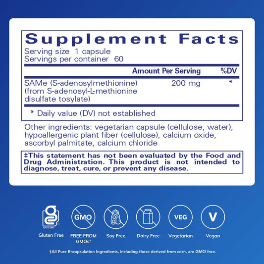 Pure Encapsulations etiqueta con información nutricional clara y beneficios