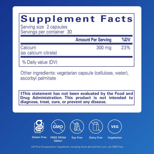 Pure Encapsulations etiqueta informativa con ingredientes y pureza