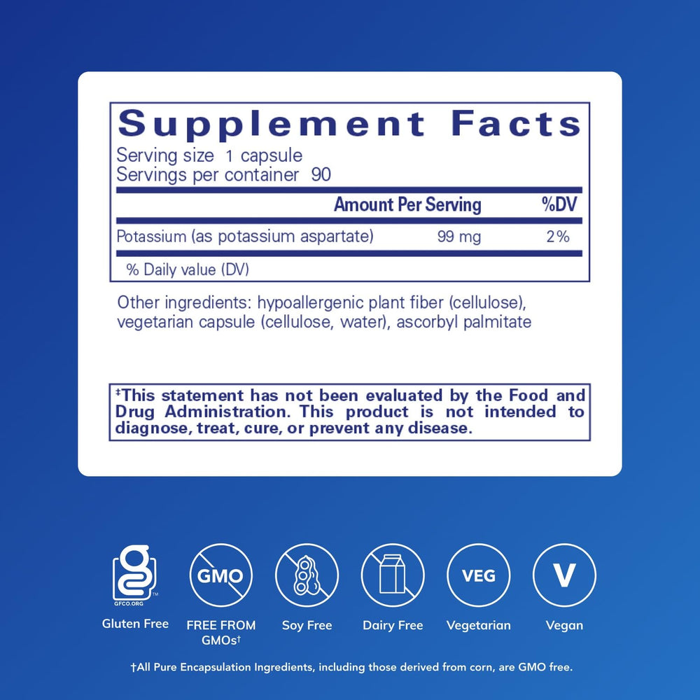 Pure Encapsulations detalle de etiqueta con información de pureza y dosificación