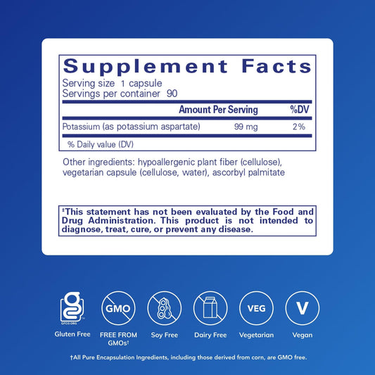 Pure Encapsulations detalle de etiqueta con información de pureza y dosificación