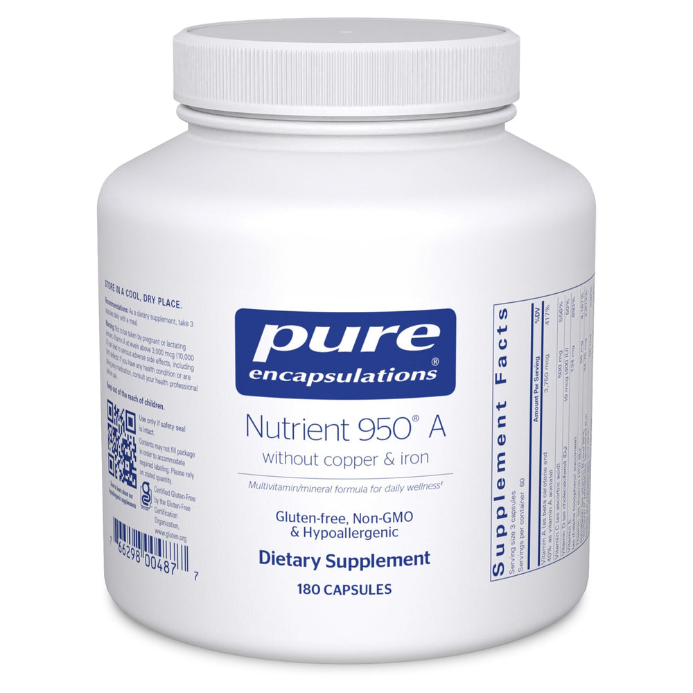 Pure Encapsulations frasco delantero, diseño claro y beneficios visibles