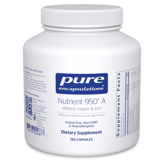 Pure Encapsulations frasco delantero, diseño claro y beneficios visibles