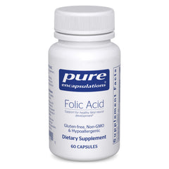 Pure Encapsulations frasco delantero mostrando etiqueta clara y beneficio hipoalergénico