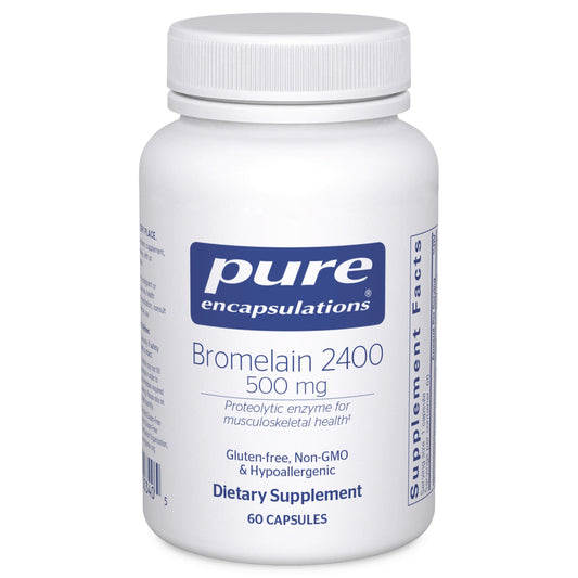 Pure Encapsulations frasco frontal mostrando la etiqueta y beneficio de pureza