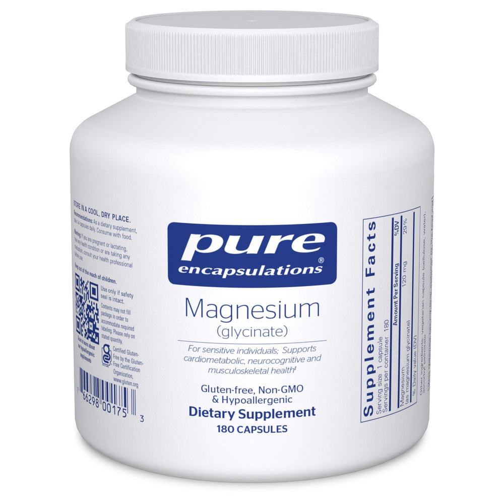 Pure Encapsulations frasco frontal mostrando diseño limpio y confianza