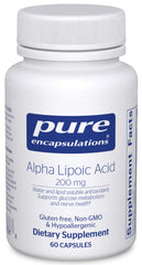 Pure Encapsulations frasco frontal mostrando 60 cápsulas y sello vegano